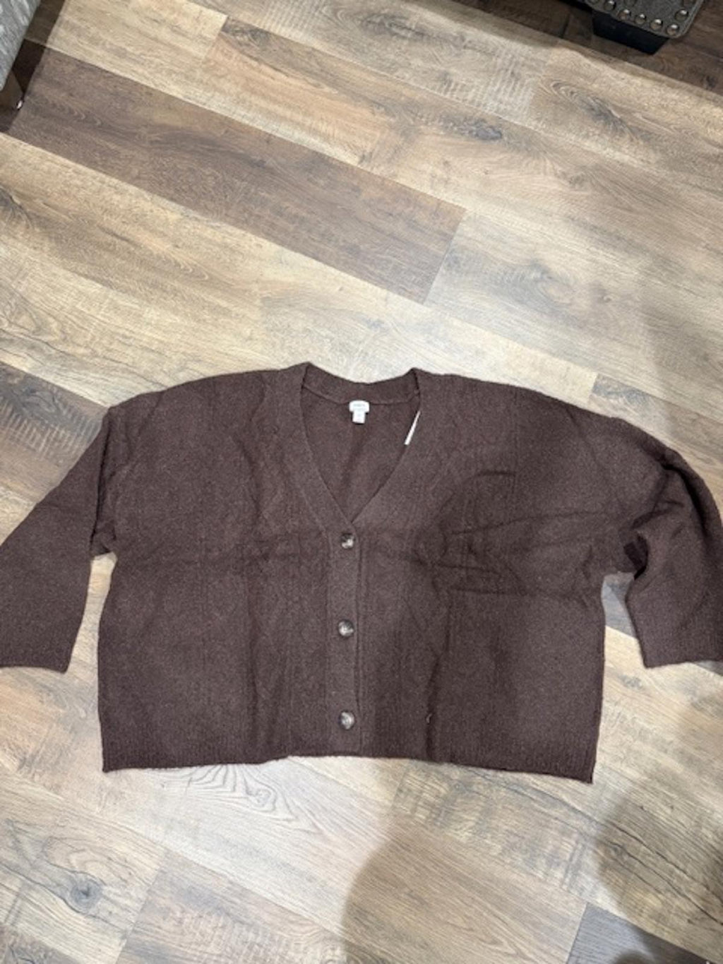 auden Brown Button-Up Knit Cardigan Sweater 4X