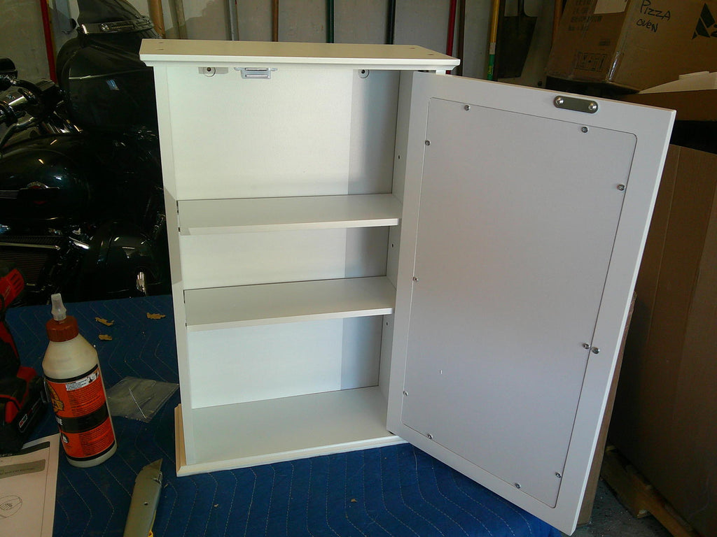 Bathroom Wall Mount Mirrored Medicine Cabinet with Single Door and 2 Adj Shelves White