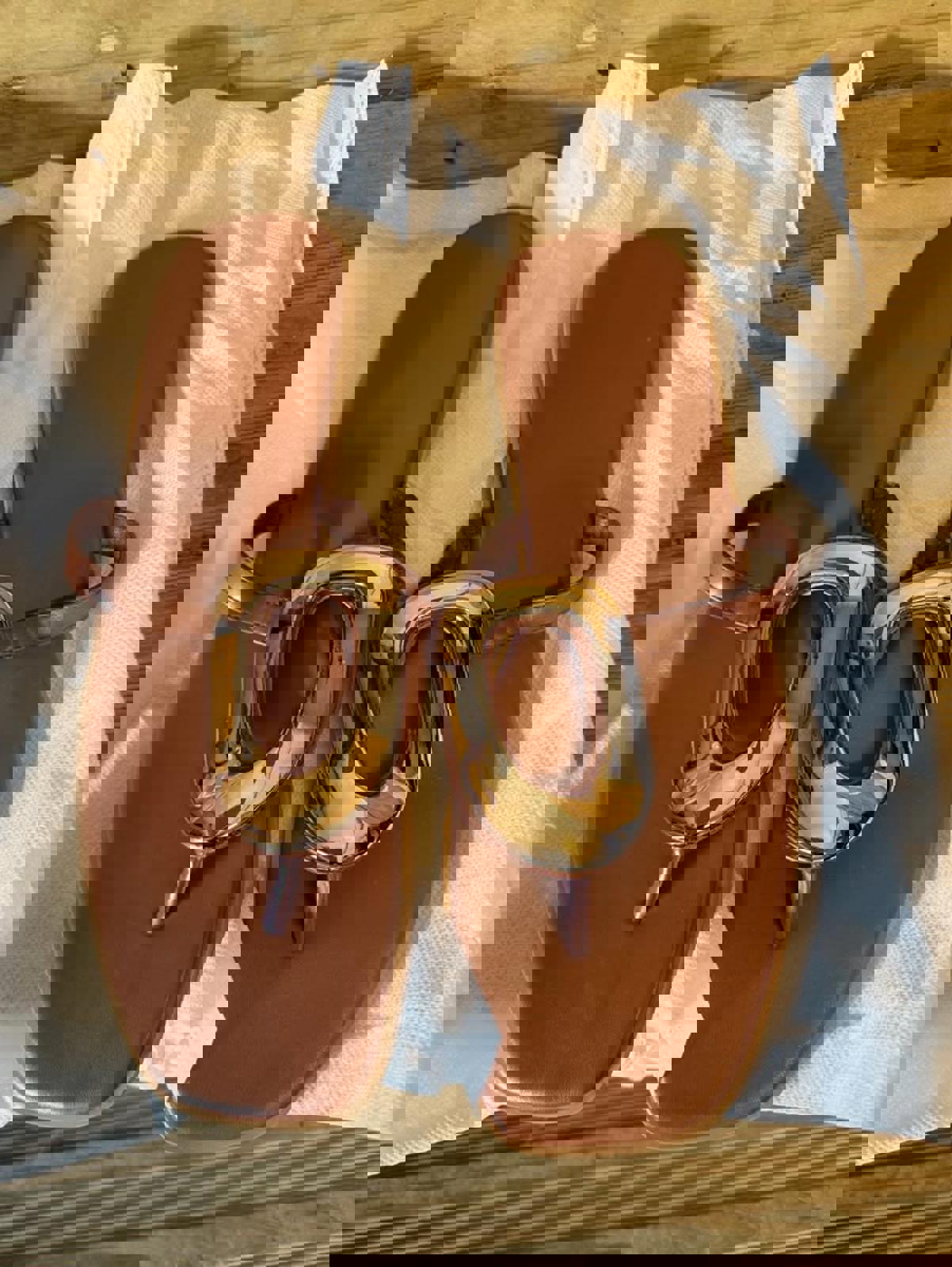 Flip Flop Sandals, Flat, Leather with Metal Decoration, 9.5