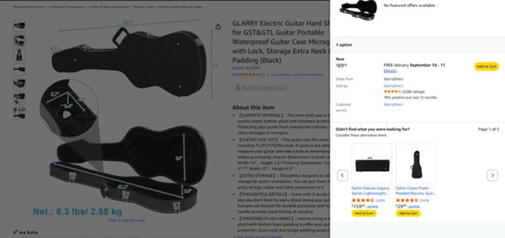 Glarry Electric Guitar Hard Shell Case