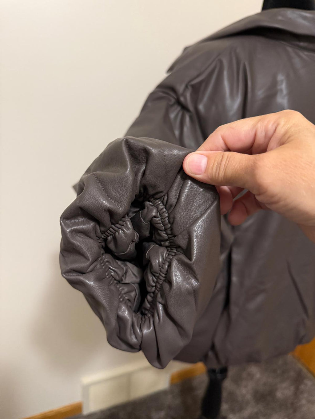 Brown Faux Leather Bomber Length Jacket for Women 3X