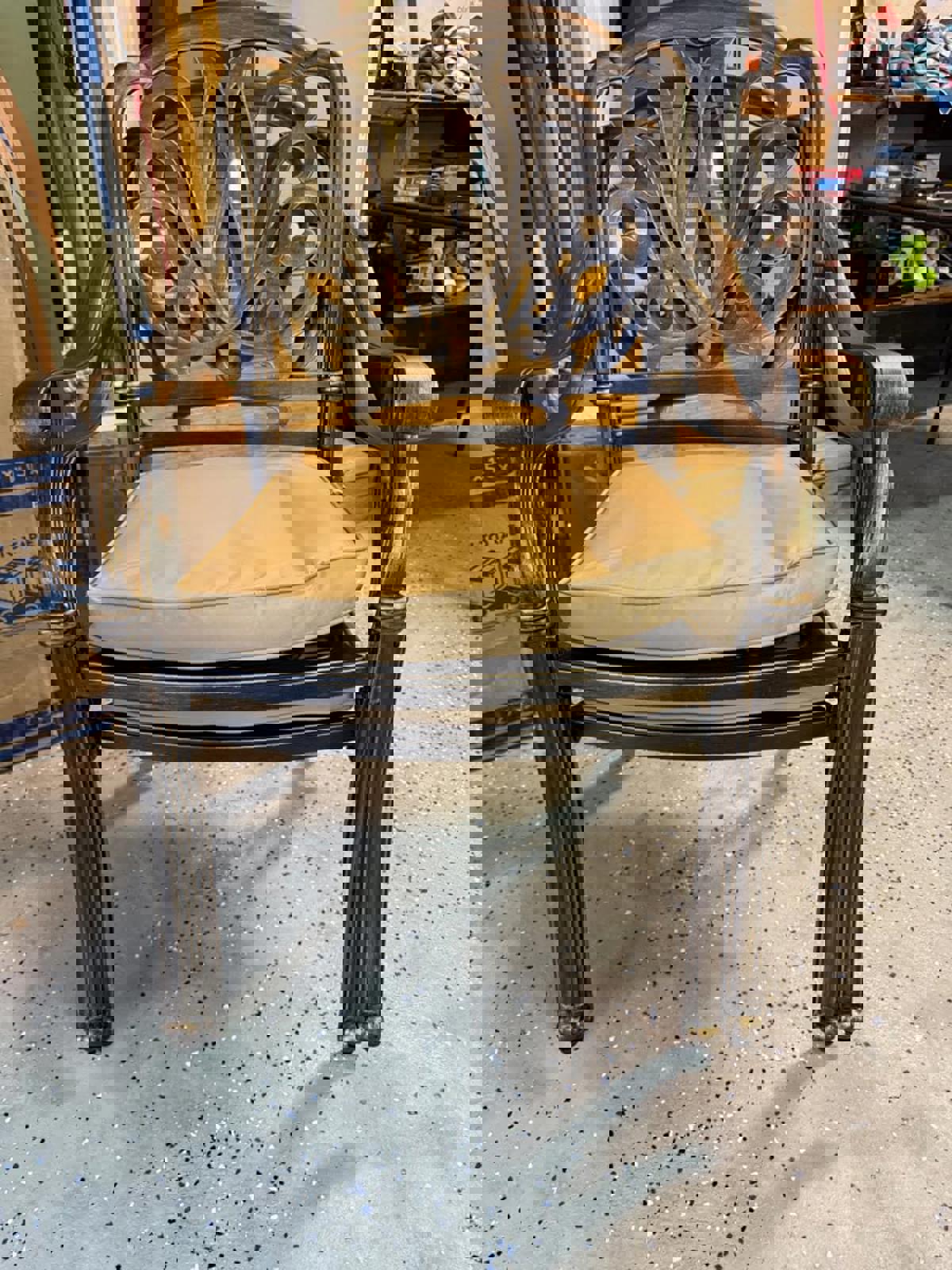 Set of 2 Outdoor Aluminum Dining Chairs with Cushion, Bronze