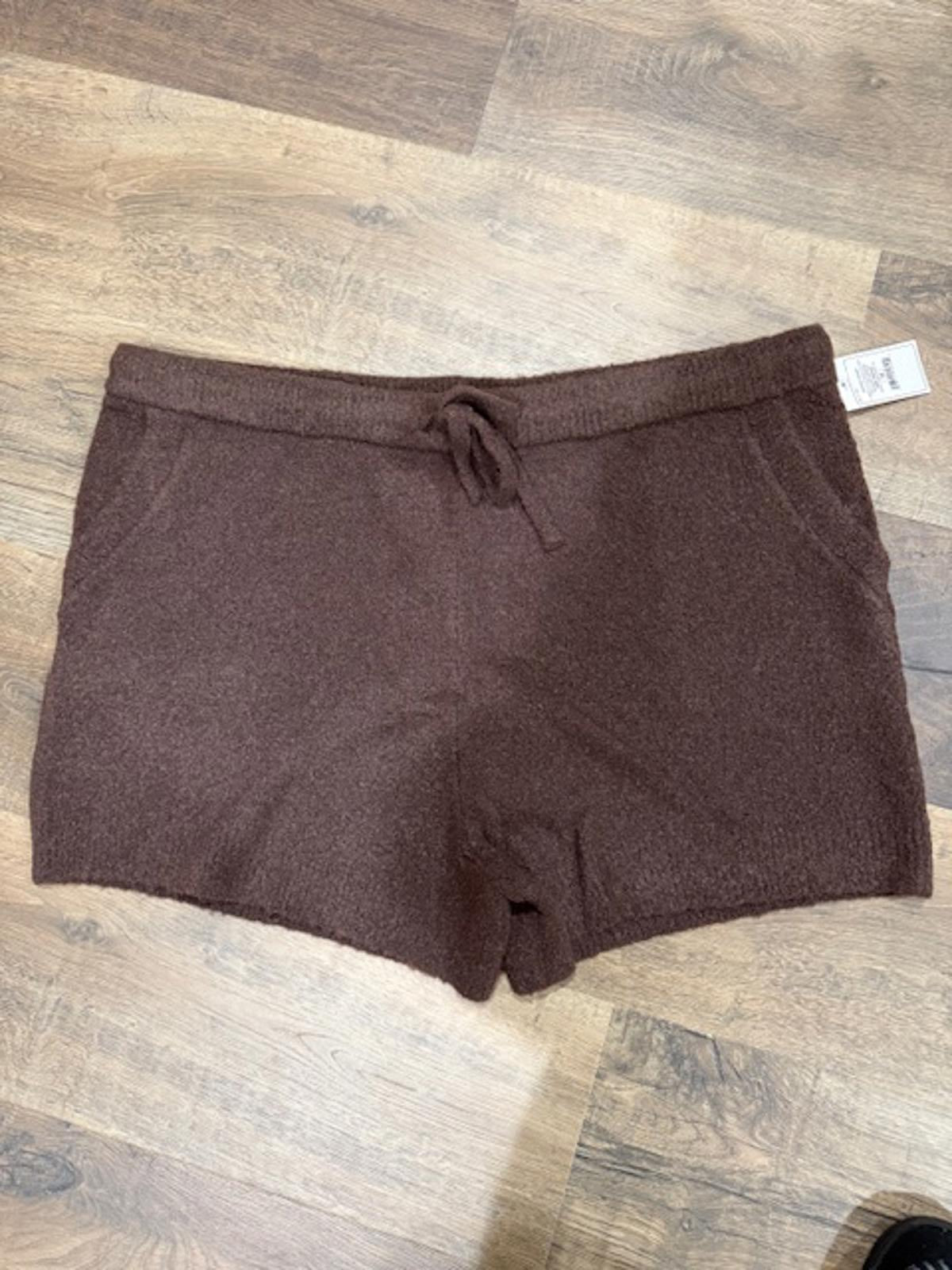 Auden Brown Cozy Knit Drawstring Shorts 1X