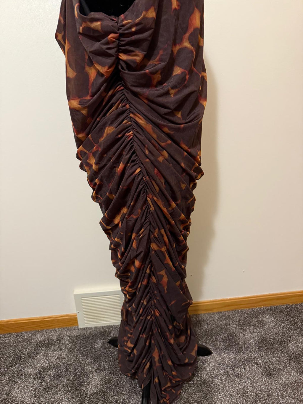 Women's Strapless Brown and Orange Ruched Dress 4X