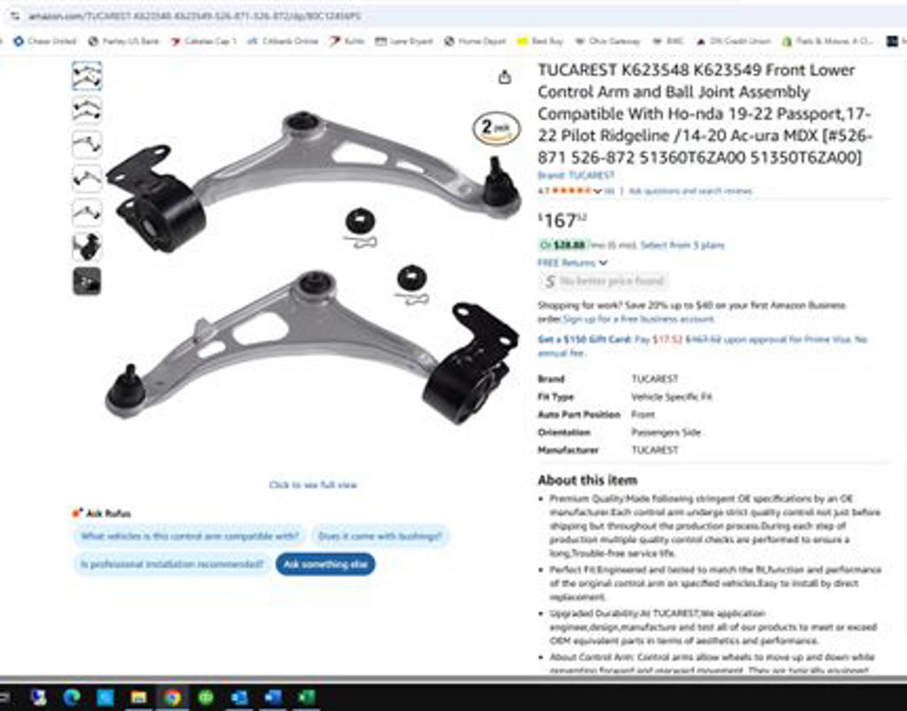 Front Lower Left and Right Control Arm NEW