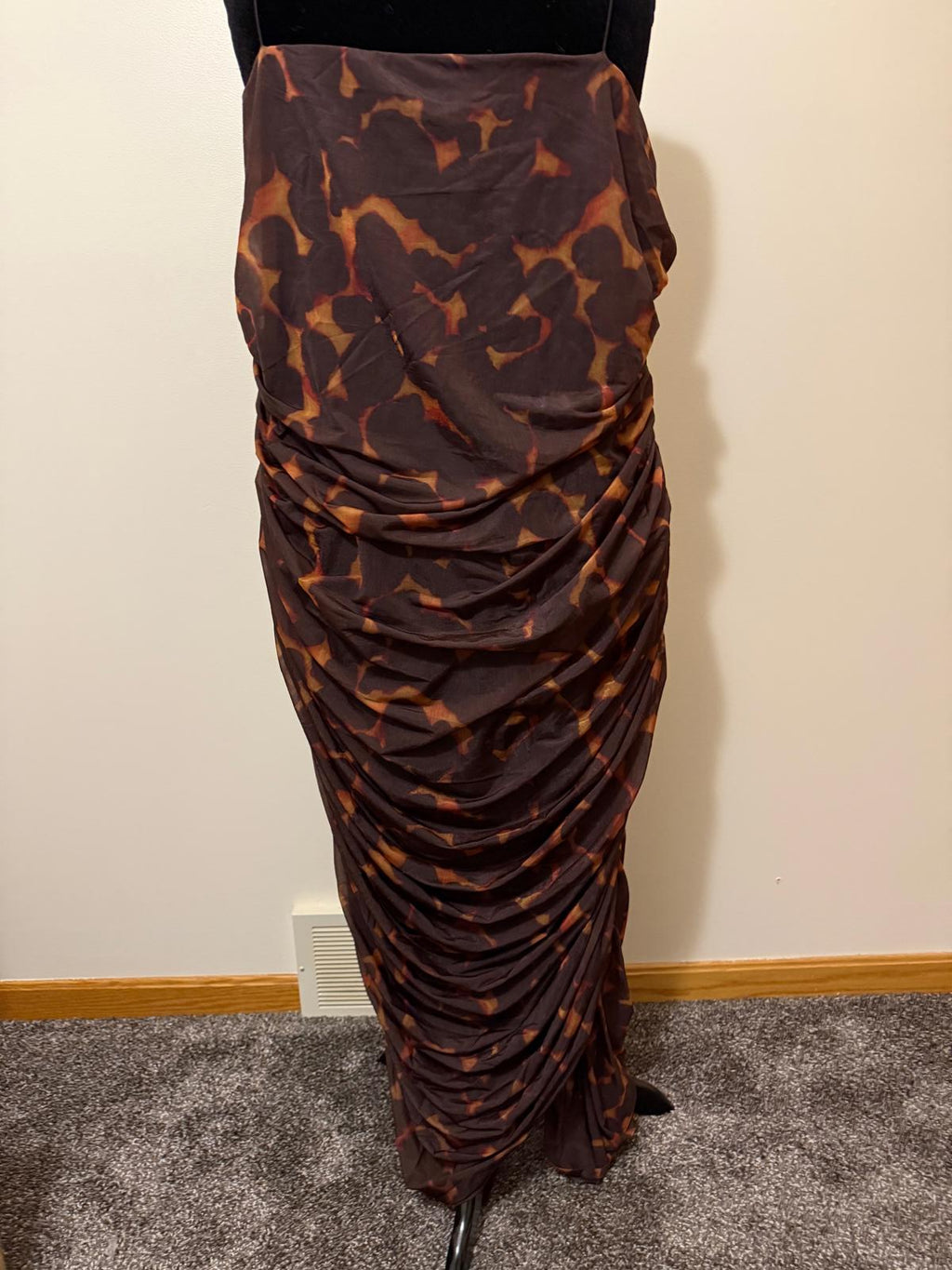 Women's Strapless Brown and Orange Ruched Dress 4X