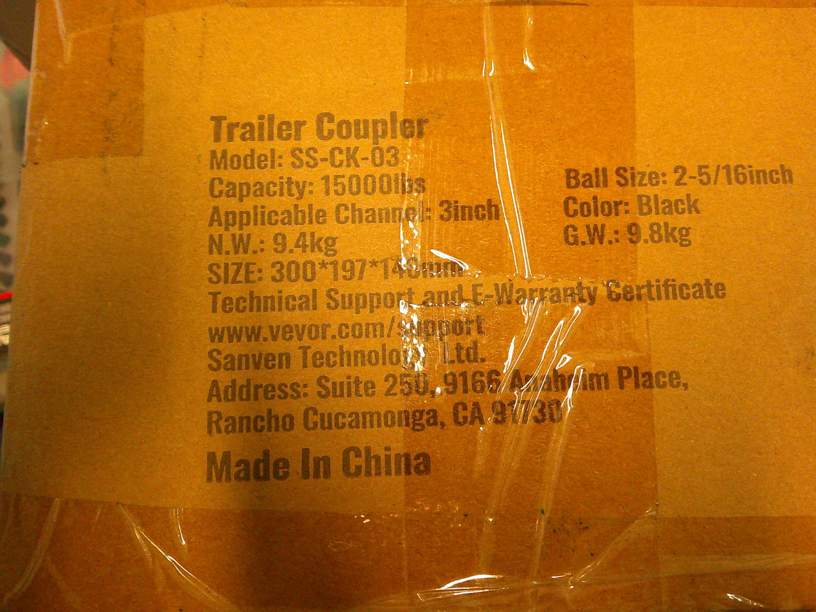 Adj Trailer Coupler 5-Position Channel Bracket, 2-5/16" Hitch Ball, 15000# Cap