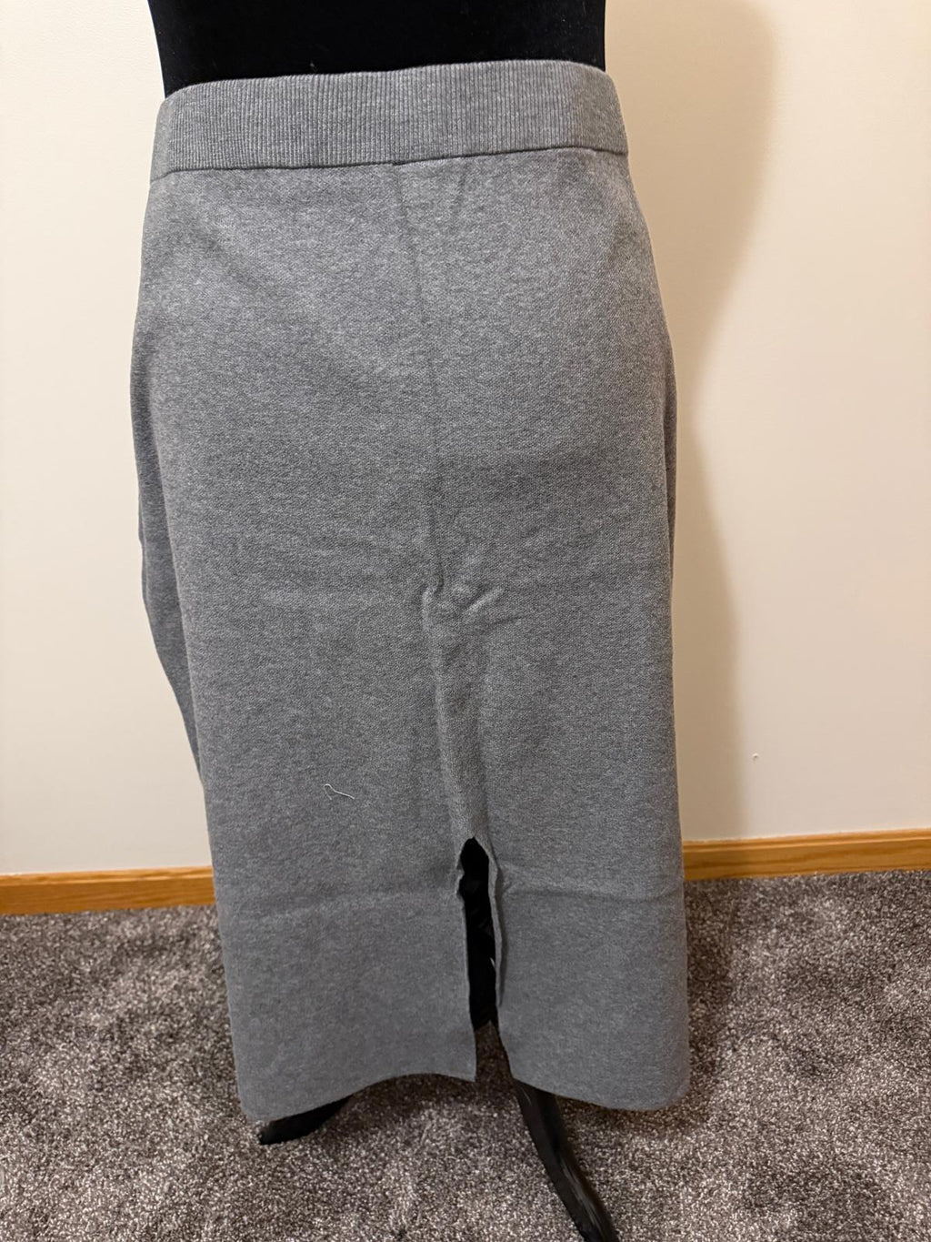 Grey Midi Skirt with Back Slit 4X