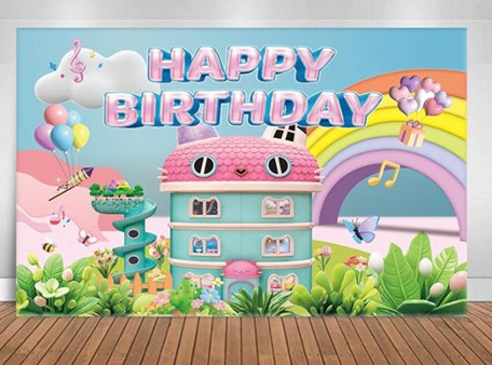 Doll House Theme Birthday Party Backdrop 5'3"