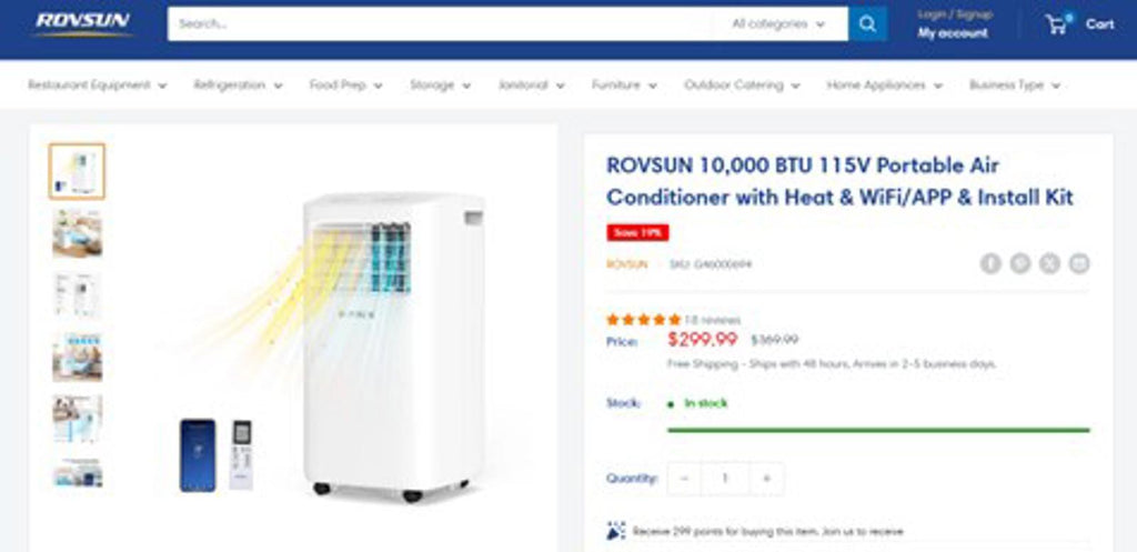 ROVSUN 10,000 BTU 115V Portable Air Conditioner with Heat & WiFi/APP