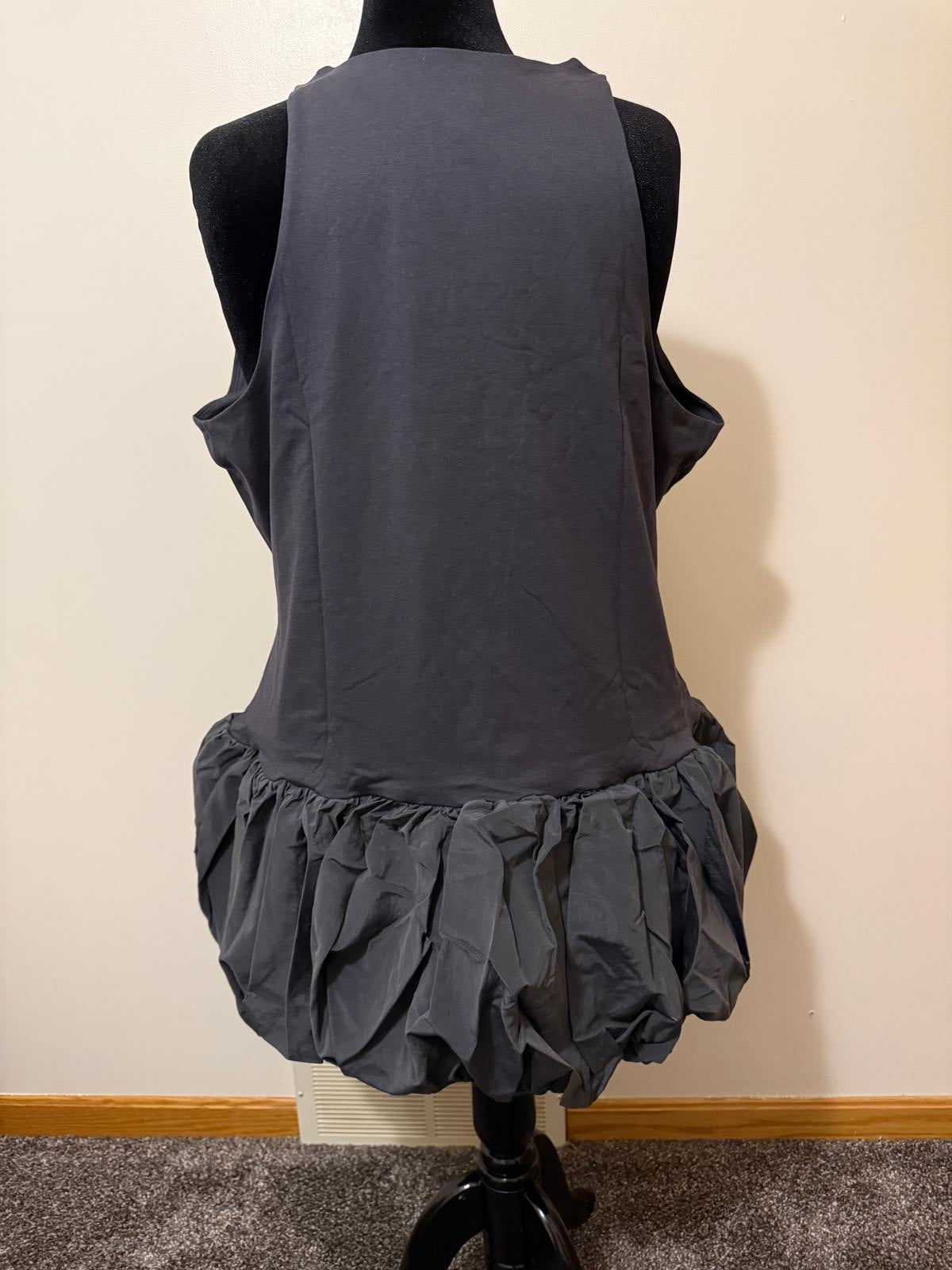 Women's Sleeveless Bubble Hem Dress in Gray 3X