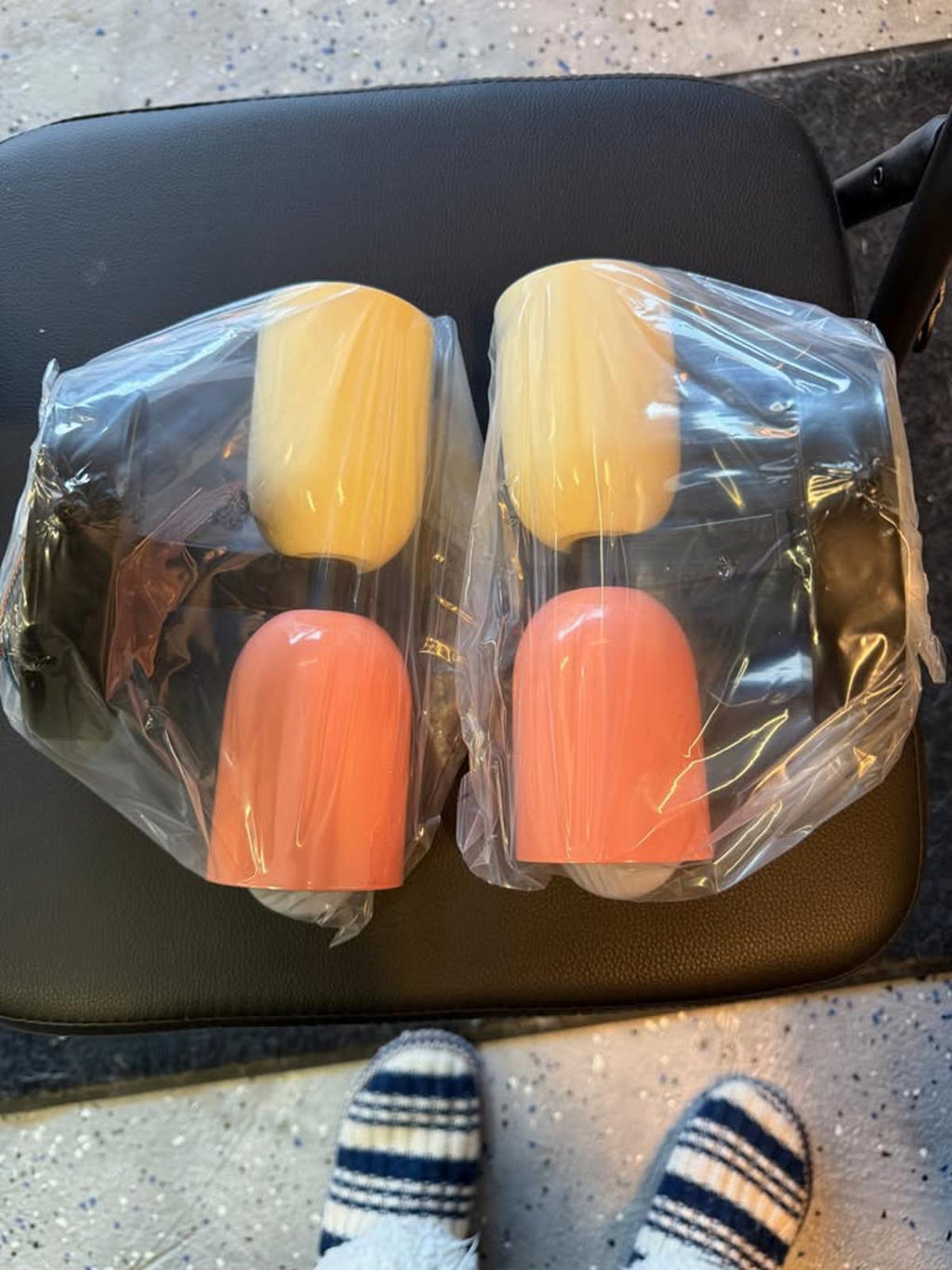 Set of 2 LED Cream and Pink 2Head Wall Sconce