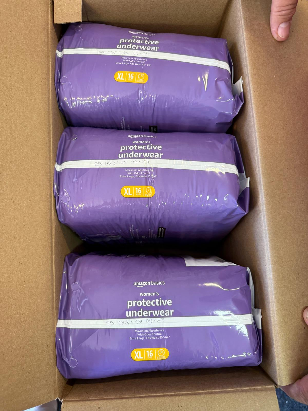 Basics Incontinence Underwear for Women, 3 packs of 16, 48 total - Size XL