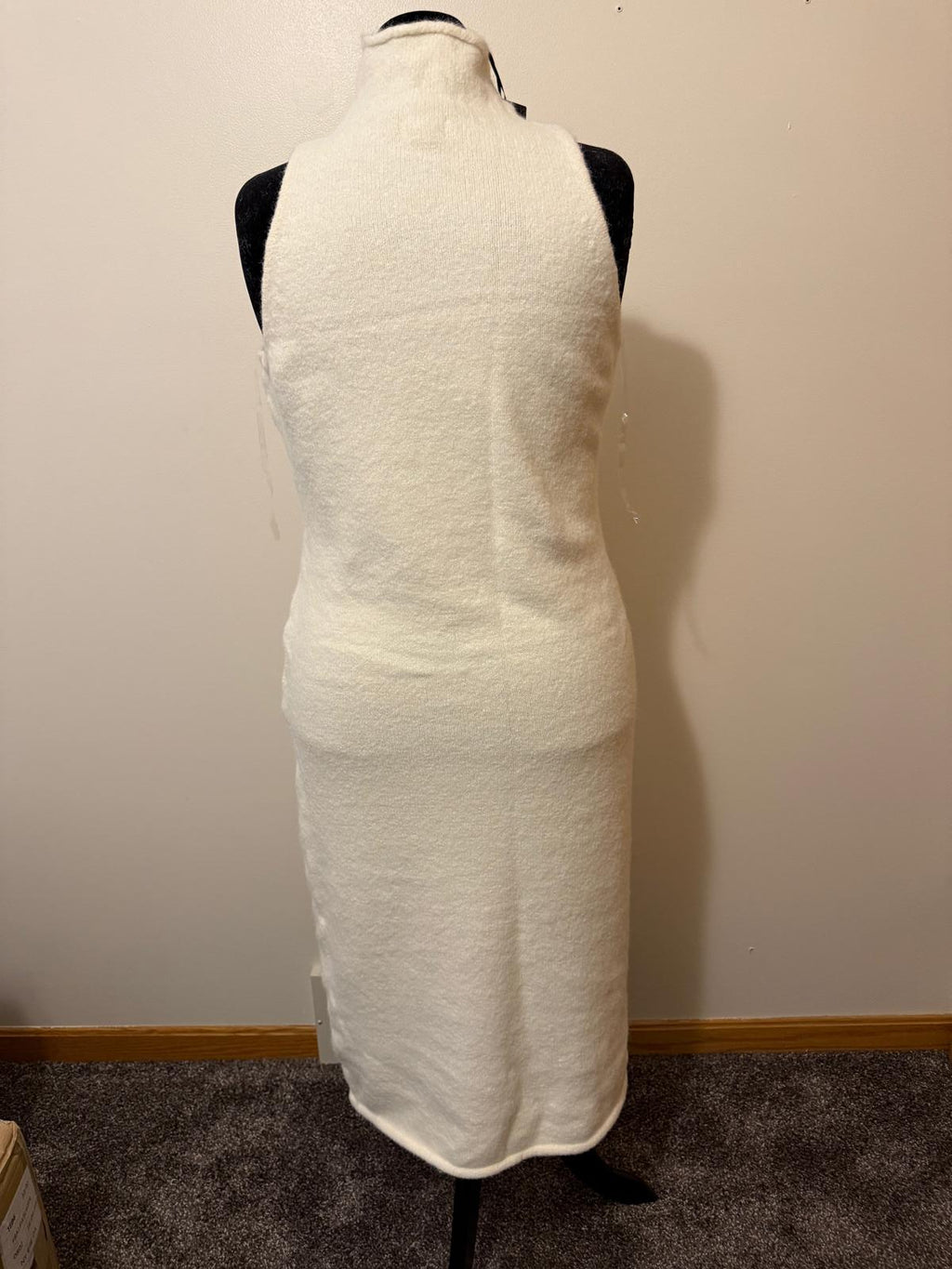 Sleeveless Turtleneck Midi Dress in Cream - 2X